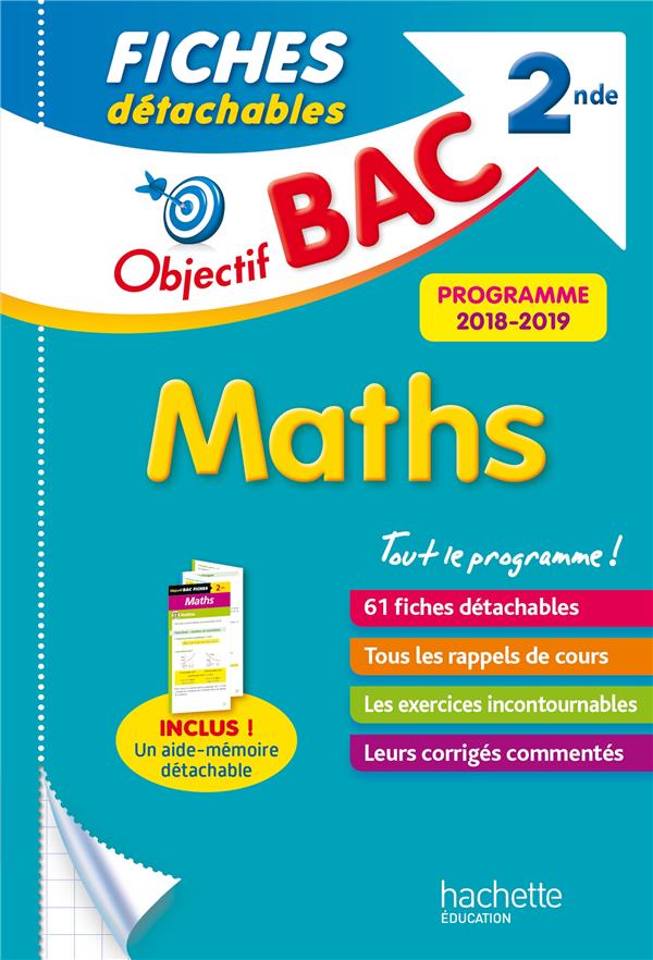 OBJECTIF BAC FICHES DETACHABLES MATHS 2NDE - DEJEAN-BLANC D. - HACHETTE