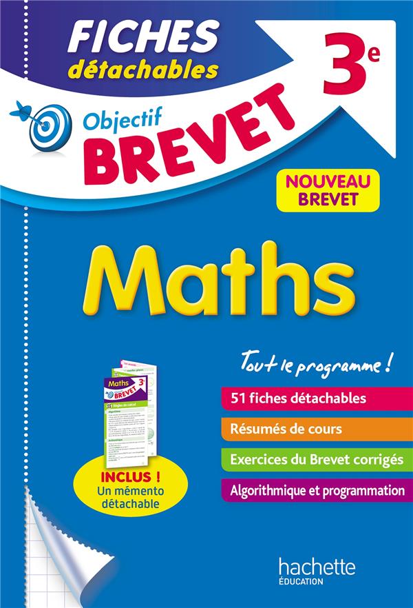 OBJECTIF BREVET 3E - FICHES DETACHABLES MATHS - CLAMART NICOLAS - HACHETTE