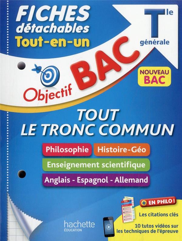 OBJECTIF BAC FICHES DETACHABLES ENSEIGNEMENTS COMMUNS TERMINALE - ARNAUD/VEYRIER-MILAN - HACHETTE