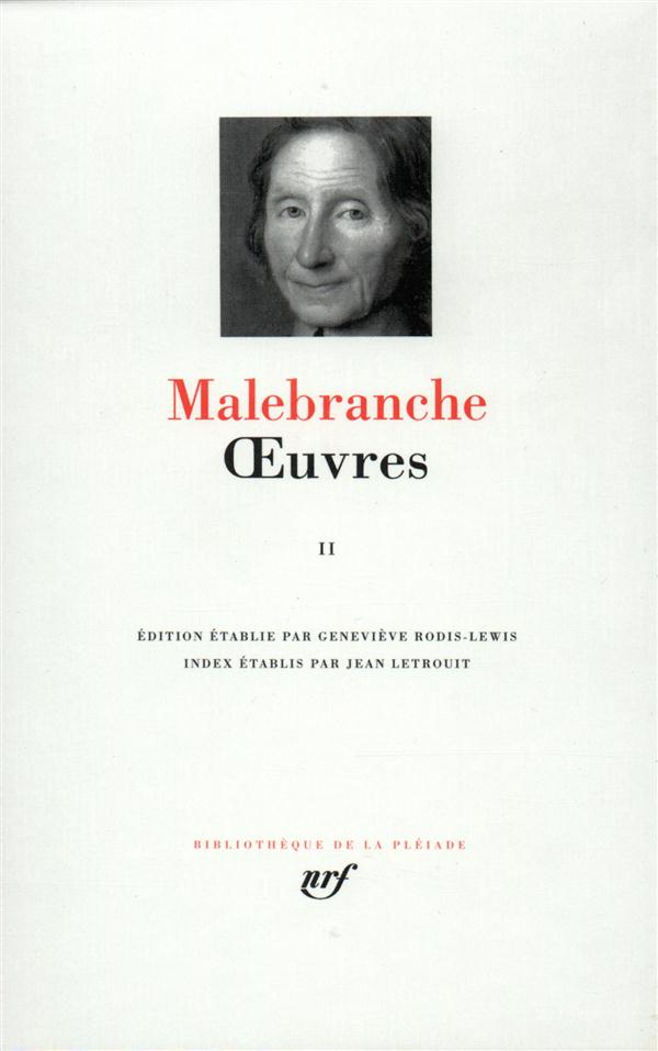 OEUVRES - VOL02 - MALEBRANCHE NICOLAS - GALLIMARD