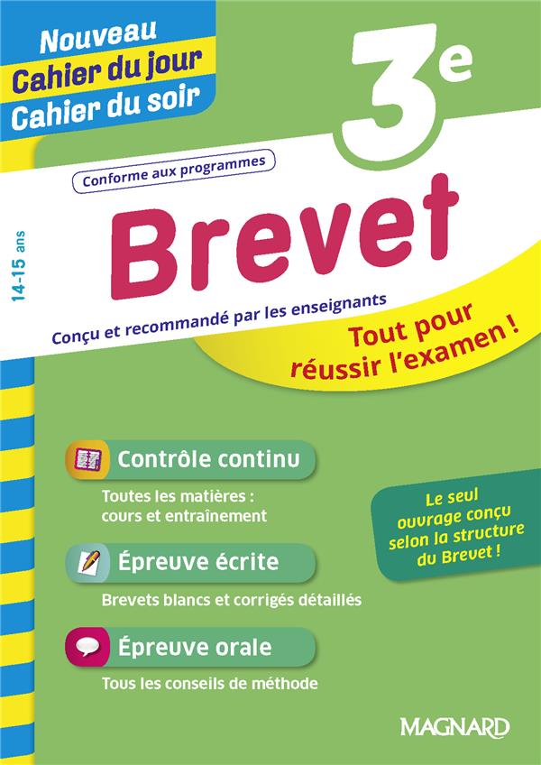 BREVET 3E - NOUVEAU CAHIER DU JOUR CAHIER DU SOIR - CONCU ET RECOMMANDE PAR LES ENSEIGNANTS - RANDANNE/BENITAH - MAGNARD