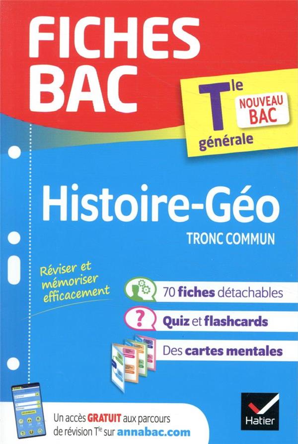 FICHES BAC HISTOIRE-GEOGRAPHIE TLE - BAC 2022 - NOUVEAU PROGRAMME DE TERMINALE - XXX - HATIER SCOLAIRE