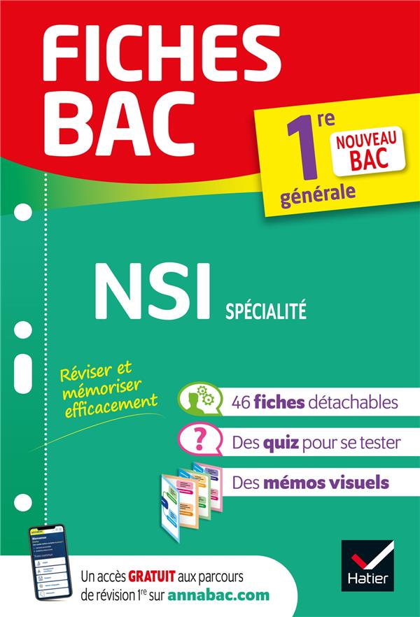 FICHES BAC NSI 1RE GENERALE (SPECIALITE) - BAC 2022 - NOUVEAU PROGRAMME DE PREMIERE - ADOBET/CONNAN/SIGNAC - HATIER SCOLAIRE