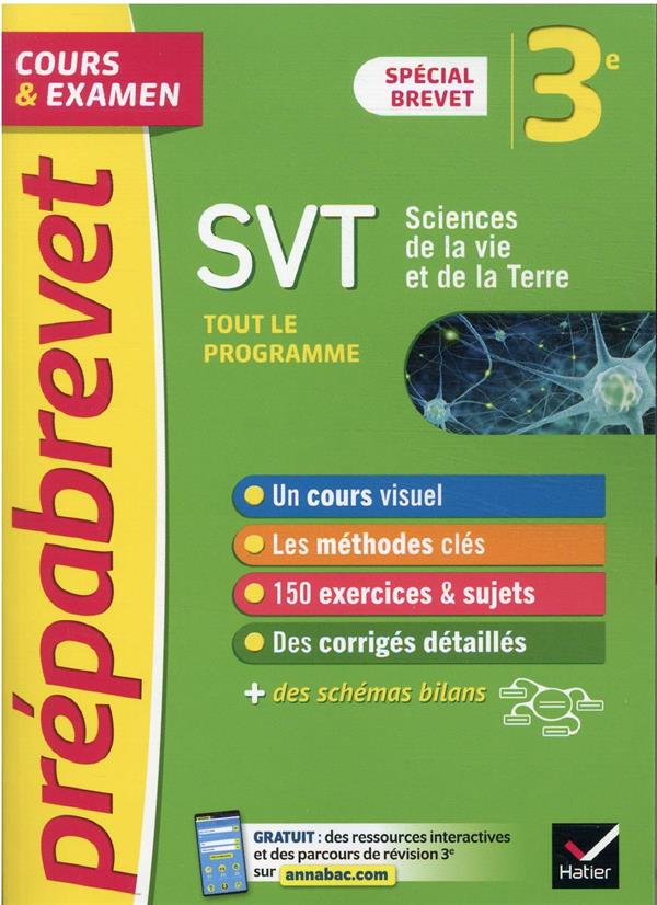 PREPABREVET SVT 3E BREVET 2022 - COURS, METHODES ET ENTRAINEMENT - MADOZ-BONNOT FABIEN - HATIER SCOLAIRE