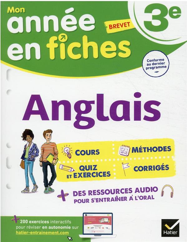 ANGLAIS 3E - FICHES DE REVISION COLLEGE - PREVOT/BIGNAUX - HATIER SCOLAIRE