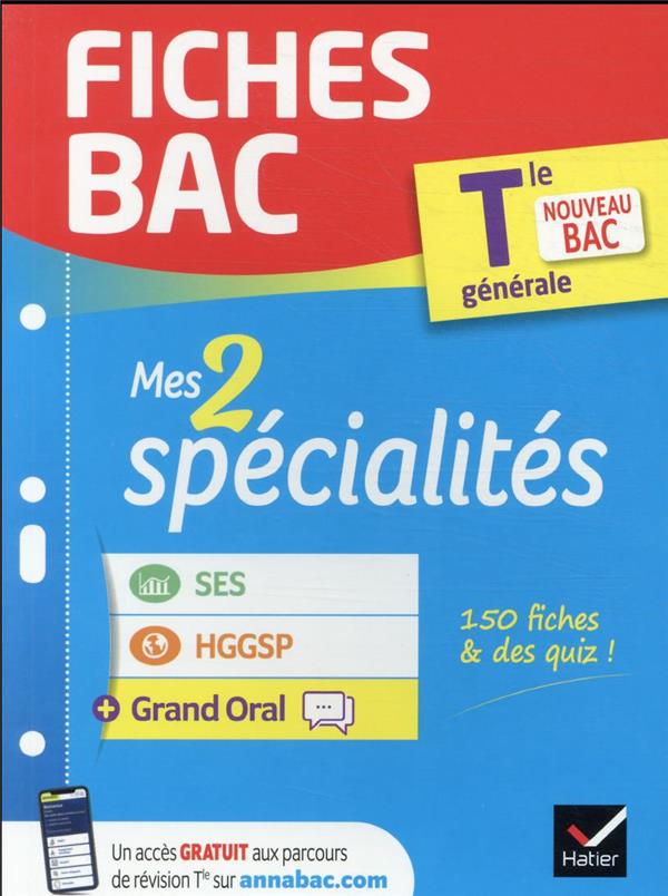 FICHES BAC MES 2 SPECIALITES TLE GENERALE : SES, HGGSP & GRAND ORAL - BAC 2022 - NOUVEAU PROGRAMME D - XXX - HATIER SCOLAIRE