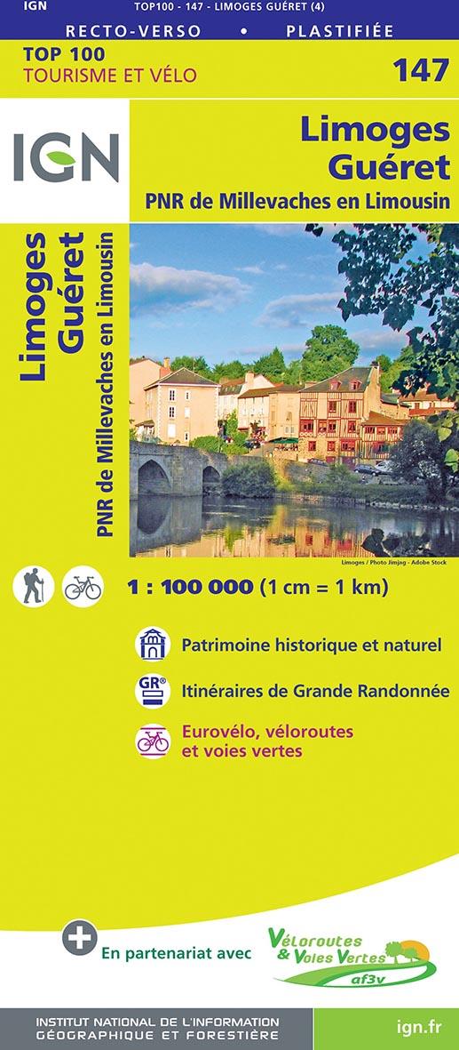 TOP100147 LIMOGES / GUERET  1/100.000 - XXX - MICHELIN