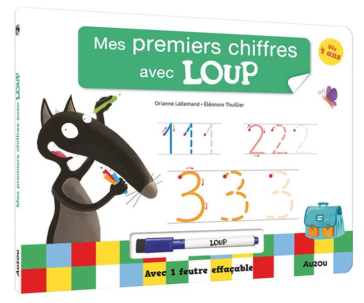 LIVRE ARDOISE - MES PREMIERS CHIFFRES AVEC LOUP - LALLEMAND/THUILLIER - PHILIPPE AUZOU