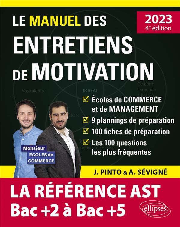 LE MANUEL DES ENTRETIENS DE MOTIVATION  AST / ADMISSIONS PARALLELES  - CONCOURS AUX ECOLES DE COMM - PINTO/SEVIGNE - ELLIPSES MARKET