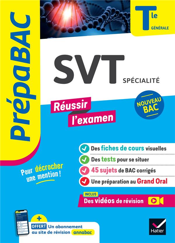 SVT TLE GENERALE (SPECIALITE) - PREPABAC REUSSIR L'EXAMEN - BAC 2024 - NOUVEAU PROGRAMME DE TERMINAL - CASTILLO/FAIVRE/VAH - HATIER SCOLAIRE