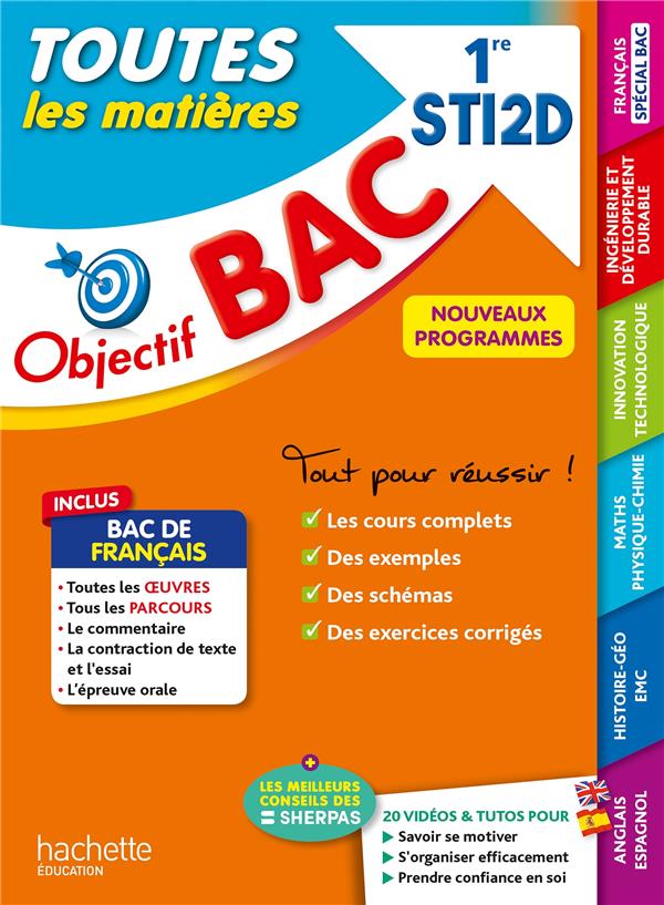 OBJECTIF BAC 2024  - 1RE STI2D TOUTES LES MATIERES - DUFFAU/YAHI/BLANC - HACHETTE