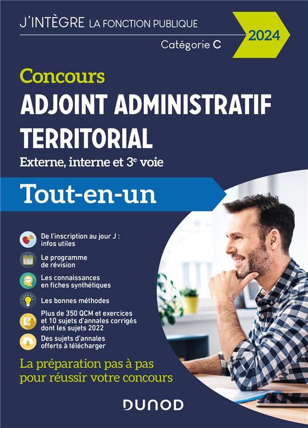 CONCOURS ADJOINT ADMINISTRATIF TERRITORIAL - 2024 - TOUT-EN-UN - EXTERNE, INTERNE ET 3E VOIE - ABROND-BONNEAU/CUDET - DUNOD