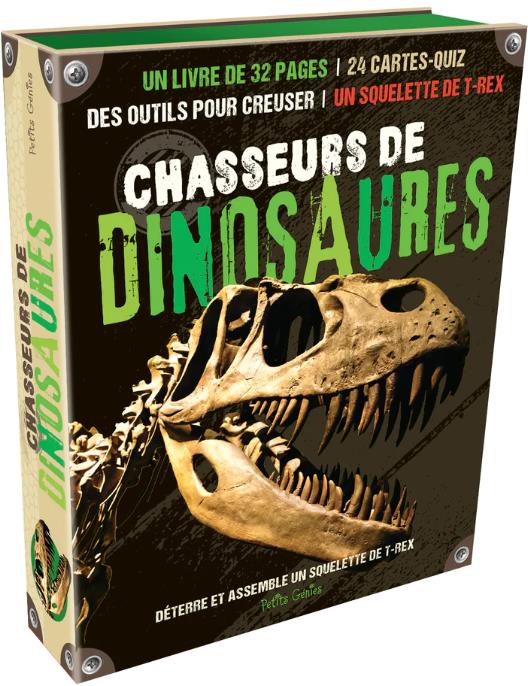 CHASSEURS DE DINOSAURES - UN LIVRE DE 32 PAGES / 24 CARTES-QUIZ / DES OUTILS POUR CREUSER / UN SQUEL - BROUGERE/CHABOT - NC