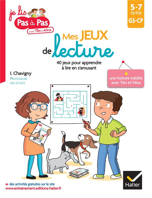 MES JEUX DE LECTURE  -  GS-CP  -  40 JEUX POUR APPRENDRE A LIRE EN S'AMUSANT - CHAVIGNY - HATIER SCOLAIRE