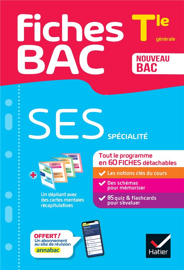 FICHES BAC : SPECIALITE SES  -  TERMINALE GENERALE  -  TOUT LE PROGRAMME EN 60 FICHES DETACHABLES - BACHELERIE-MARTEAU - HATIER SCOLAIRE