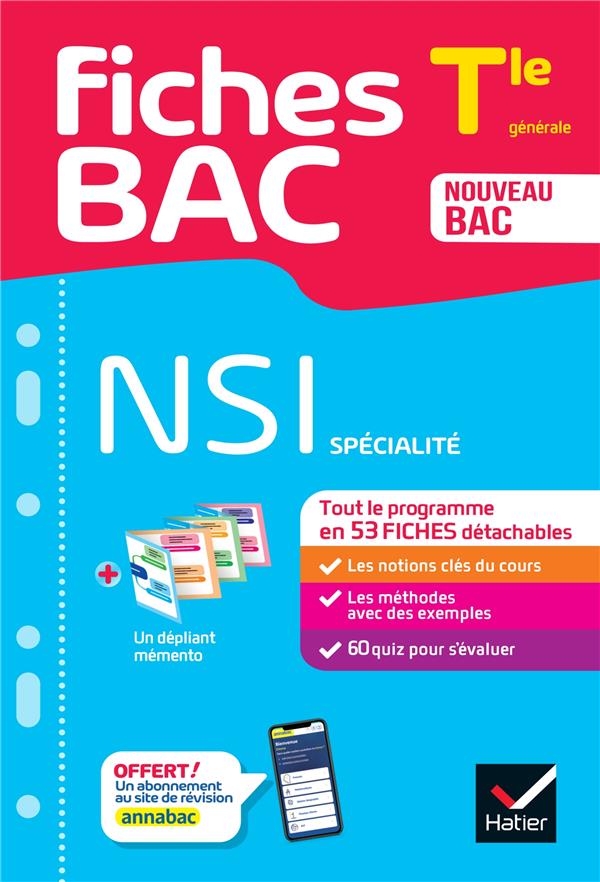 FICHES BAC : SPECIALITE NSI  -  TERMINALE GENERALE  -  TOUT LE PROGRAMME EN 53 FICHES DETACHABLES - CONNAN/PETROV/SIGNAC - HATIER SCOLAIRE