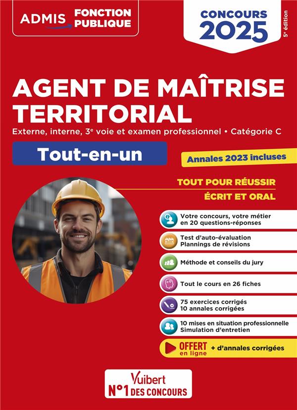 CONCOURS AGENT DE MAITRISE TERRITORIAL 2025 - CATEGORIE C - TOUT-EN-UN - EXTERNE, INTERNE, 3E VOIE, - ACCARY/BELLEGO - VUIBERT