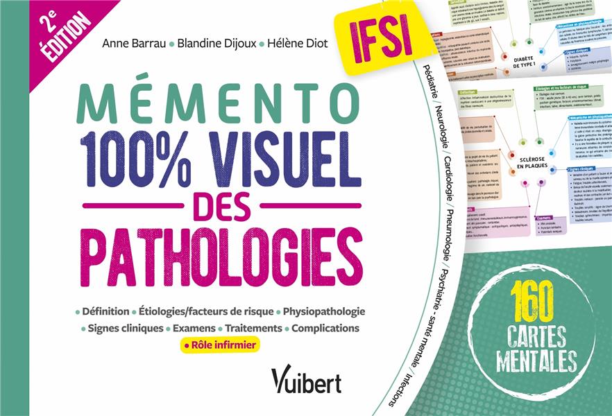 MEMENTO 100% VISUEL DES PATHOLOGIES IFSI : 160 CARTES MENTALES COLOREES POUR MEMORISER FACILEMENT LES PATHOLOGIES AU PROGRAMME DES ETUDES INFIRMIERES - BARRAU/DIOT/DIJOUX - VUIBERT