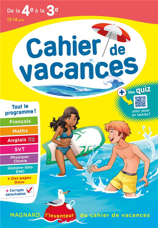 CAHIER DE VACANCES : DE LA 4E VERS LA 3E (EDITION 2023) - PELLISSIER/RASSET - MAGNARD