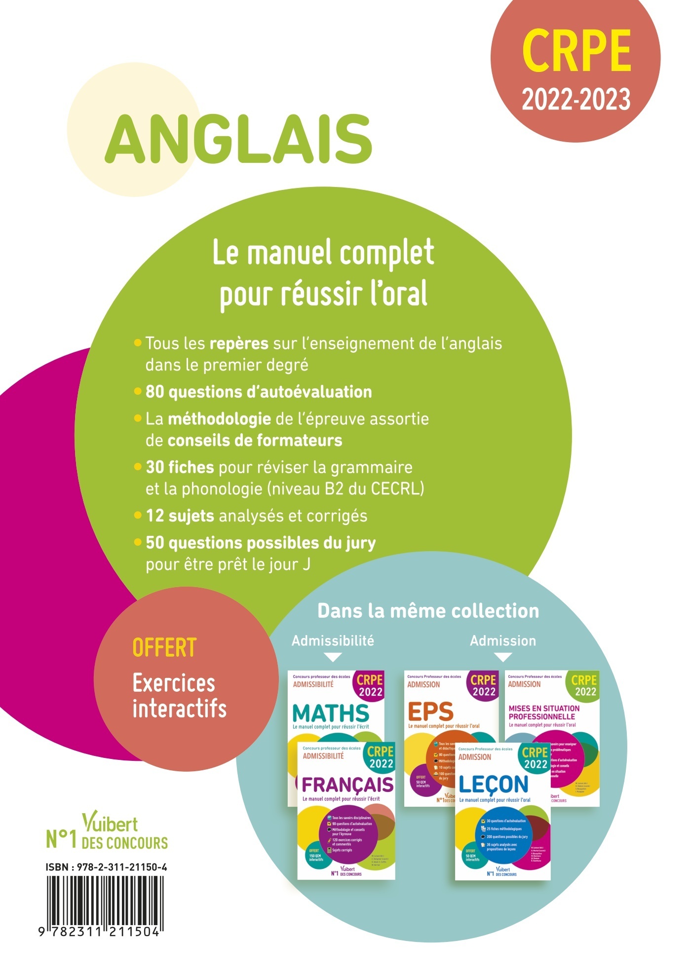 CRPE - CONCOURS PROFESSEUR DES ECOLES - ANGLAIS - LE MANUEL COMPLET POUR REUSSIR L'ORAL - ADMISSION - Marc Loison - VUIBERT