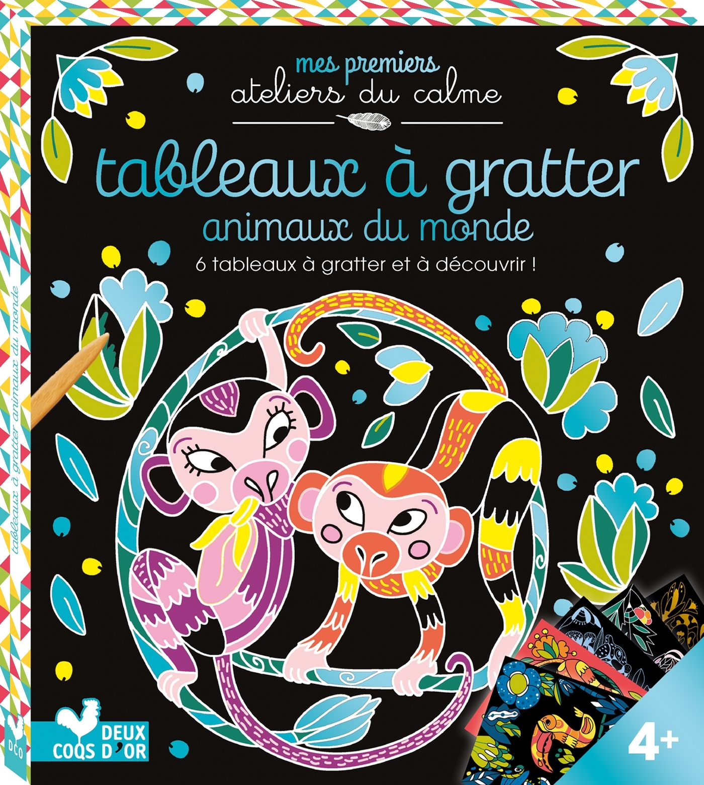 TABLEAUX A GRATTER ANIMAUX DU MONDE - BOITE AVEC ACCESSOIRES - CINZIA SILEO - DEUX COQS D OR