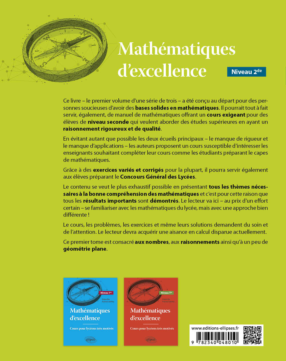 MATHEMATIQUES D'EXCELLENCE - COURS POUR LYCEENS TRES MOTIVES - NIVEAU SECONDE - Éric Dubon - ELLIPSES