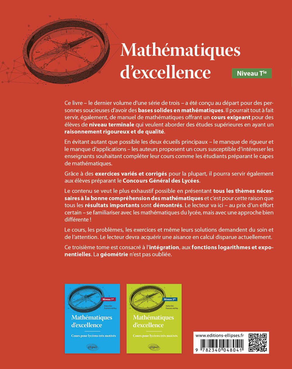 MATHEMATIQUES D'EXCELLENCE - COURS POUR LYCEENS TRES MOTIVES - NIVEAU TERMINALE - Éric Dubon - ELLIPSES