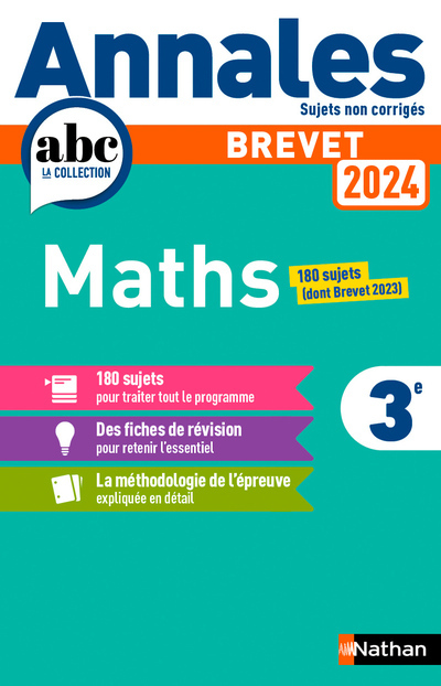 ANNALES BREVET MATHS 2024 - NC - Carole Feugère - NATHAN