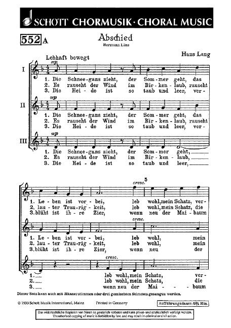 Abschied / Der Maie - ARMIN KNAB_HANS LANG , Knab Armin, Lang Hans - SCHOTT