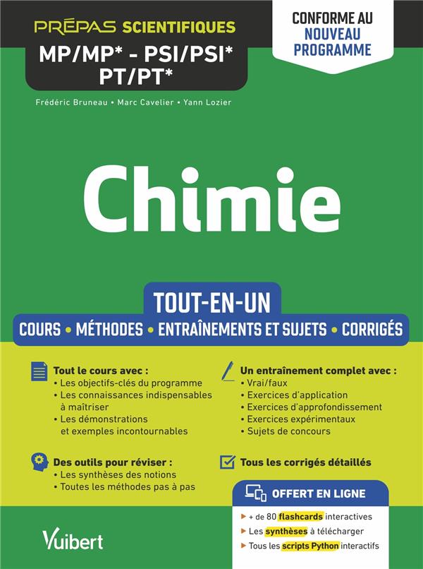 CHIMIE MP/MP* PSI/PSI* PT/PT* - TOUT-EN-UN - CONFORME A LA NOUVELLE REFORME - COURS - SYNTHESE - MET - BRUNEAU FREDERIC - VUIBERT