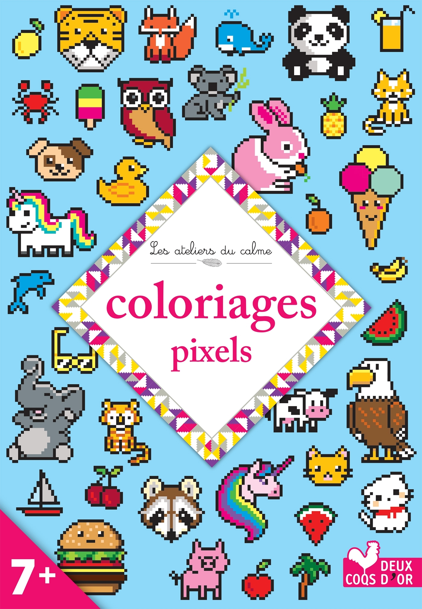 Coloriages pixels - Collectif  - DEUX COQS D OR