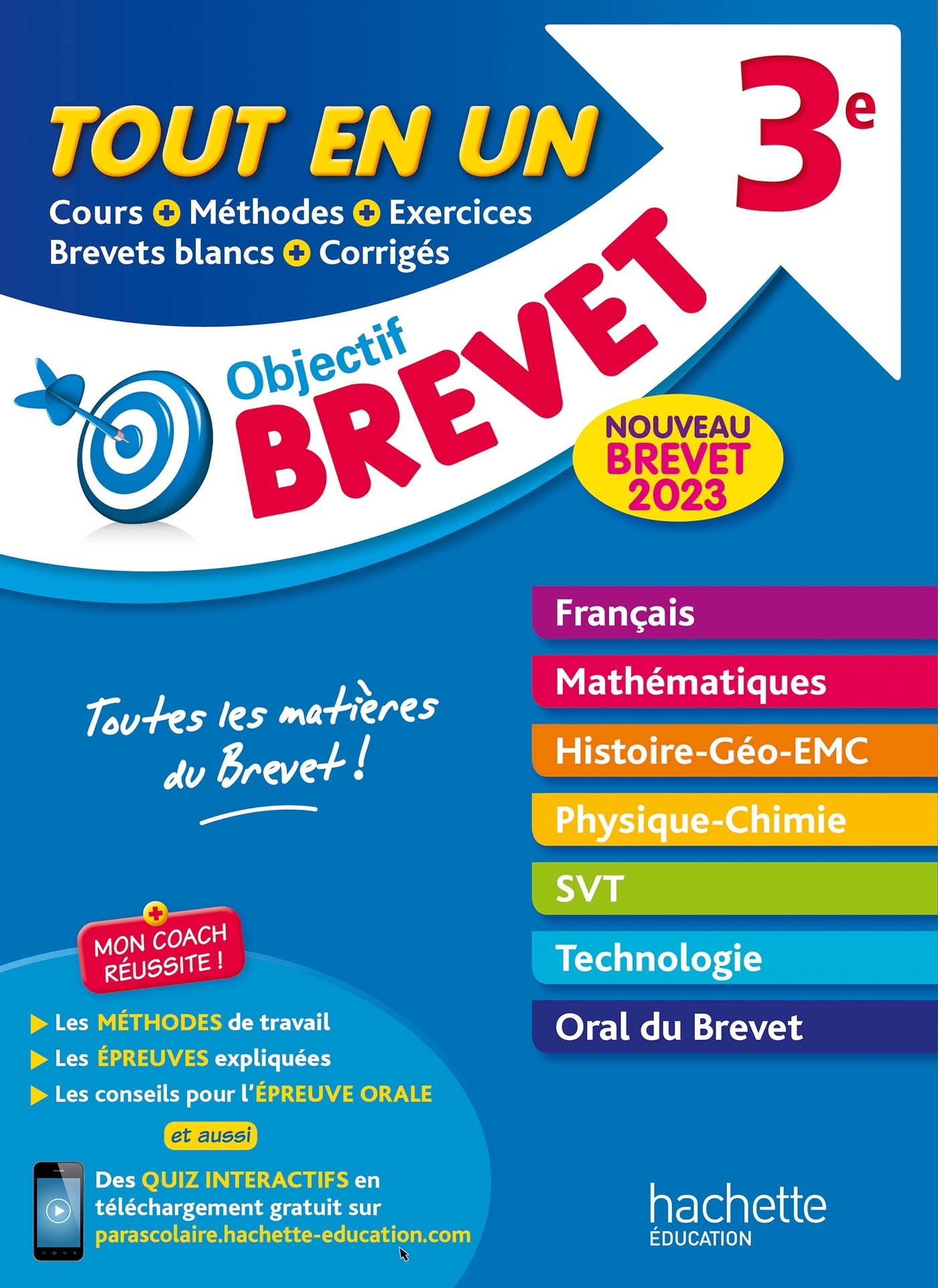 Objectif Brevet Tout-en-un 2023 - Rousseau Philippe, Lisle Isabelle, Bonnet Laurent, Dessaint Sébastien, Ottevaere Fabienne, Réauté Brigitte, Laskar Michèle, Saïsse Christophe, Gorillot Malorie - HACHETTE EDUC