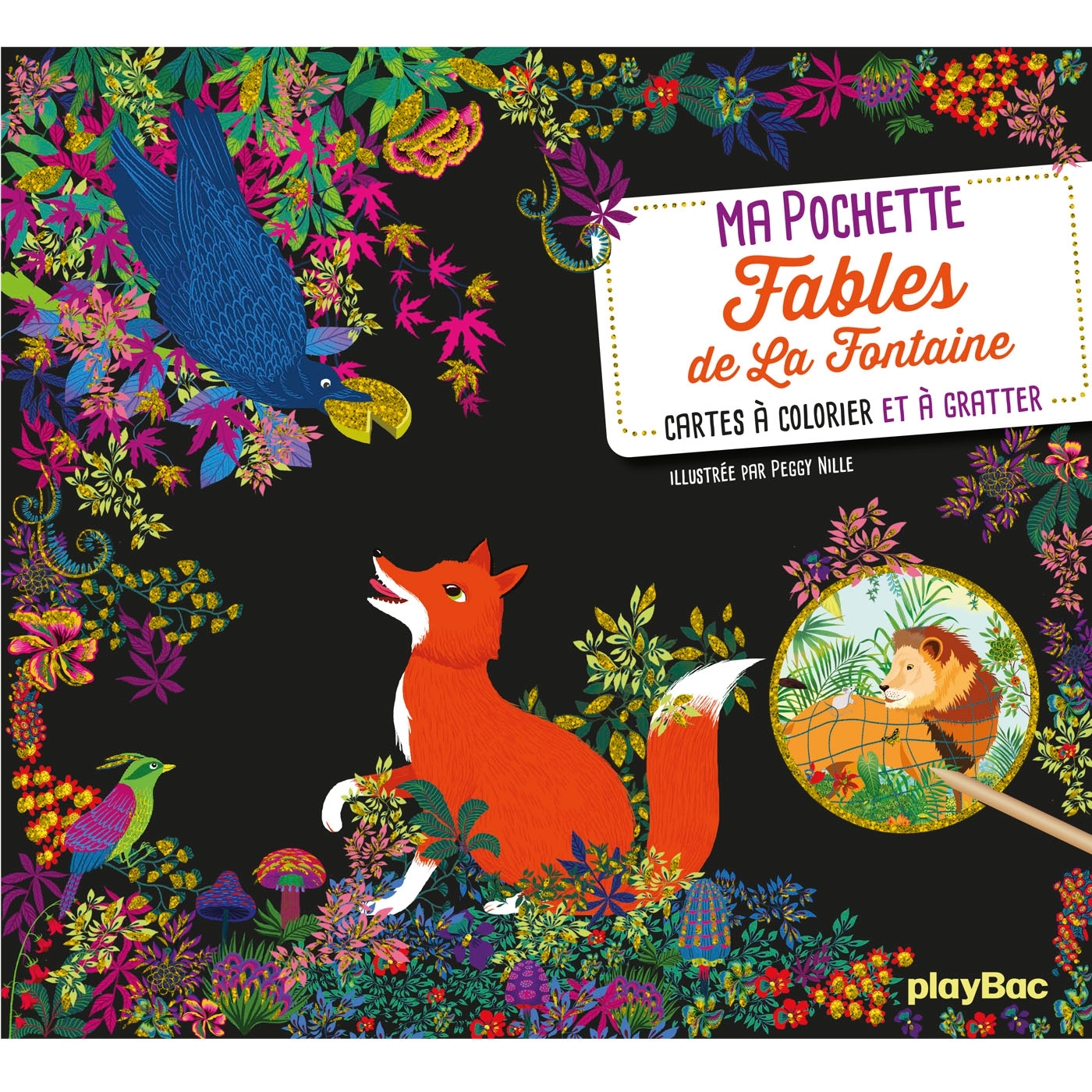 Ma pochette Fables de La Fontaine - Cartes à gratter et à colorier - Nille Peggy - PLAY BAC