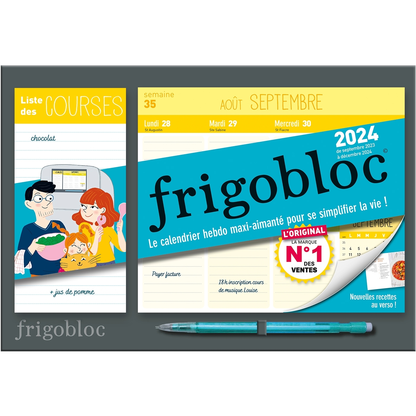 Mini Frigobloc Hebdomadaire 2024-Calendrier d'organisation familiale/ sem (sept. 2023-dec 2024) -   - PLAY BAC