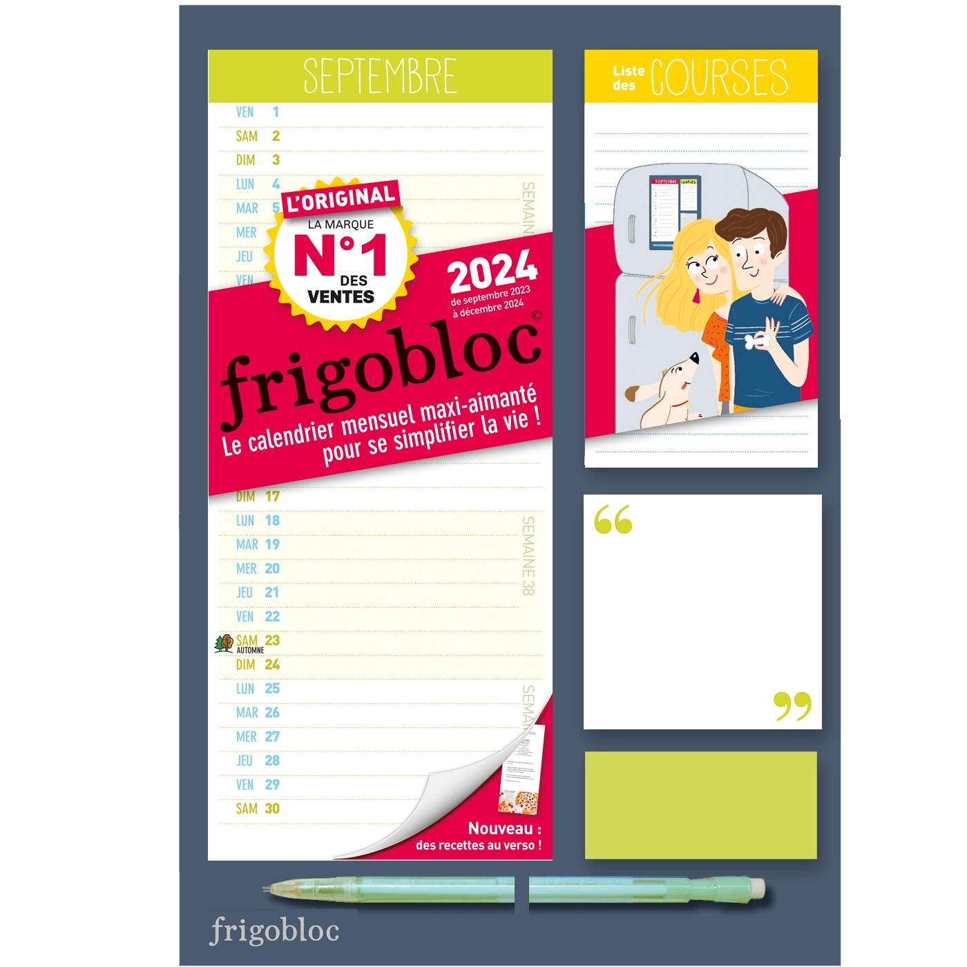 Mini Frigobloc Mensuel 2024 - Calendrier d'organisation familiale / mois (de sept. 2023 à dec 2024) -   - PLAY BAC