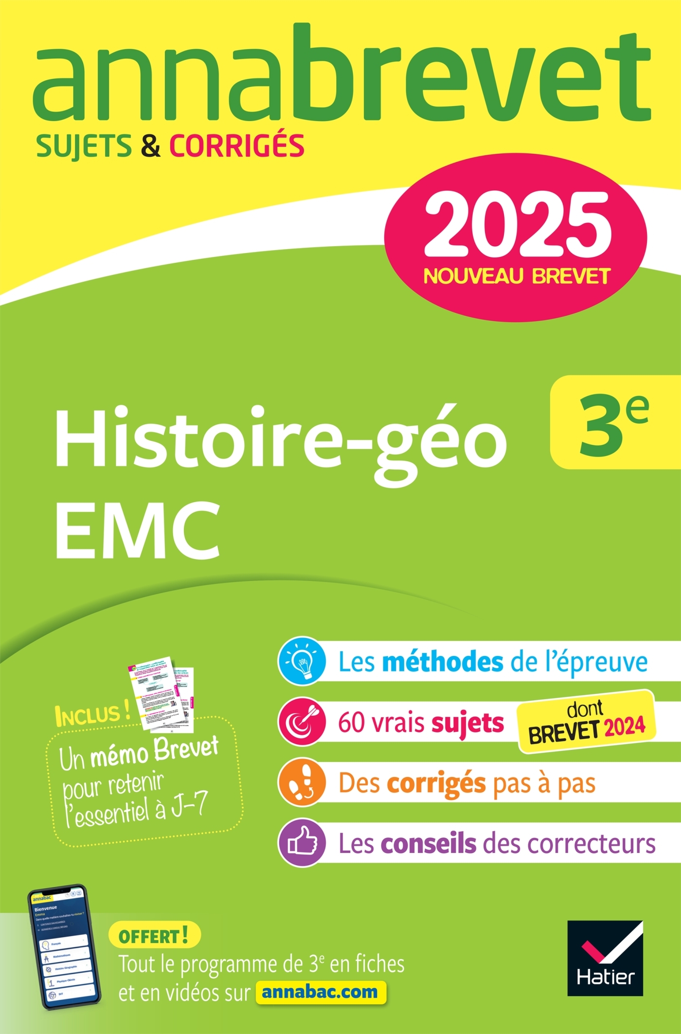 Annales du brevet Annabrevet 2025 Histoire-géographie EMC 3e - Nouveau brevet - Clavel Christophe, Lecaillon Jean-François - HATIER