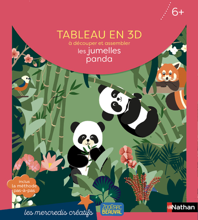 Beauval Pochette Tableau en 3D: Les jumelles panda - Bourgon Mathilde - NATHAN