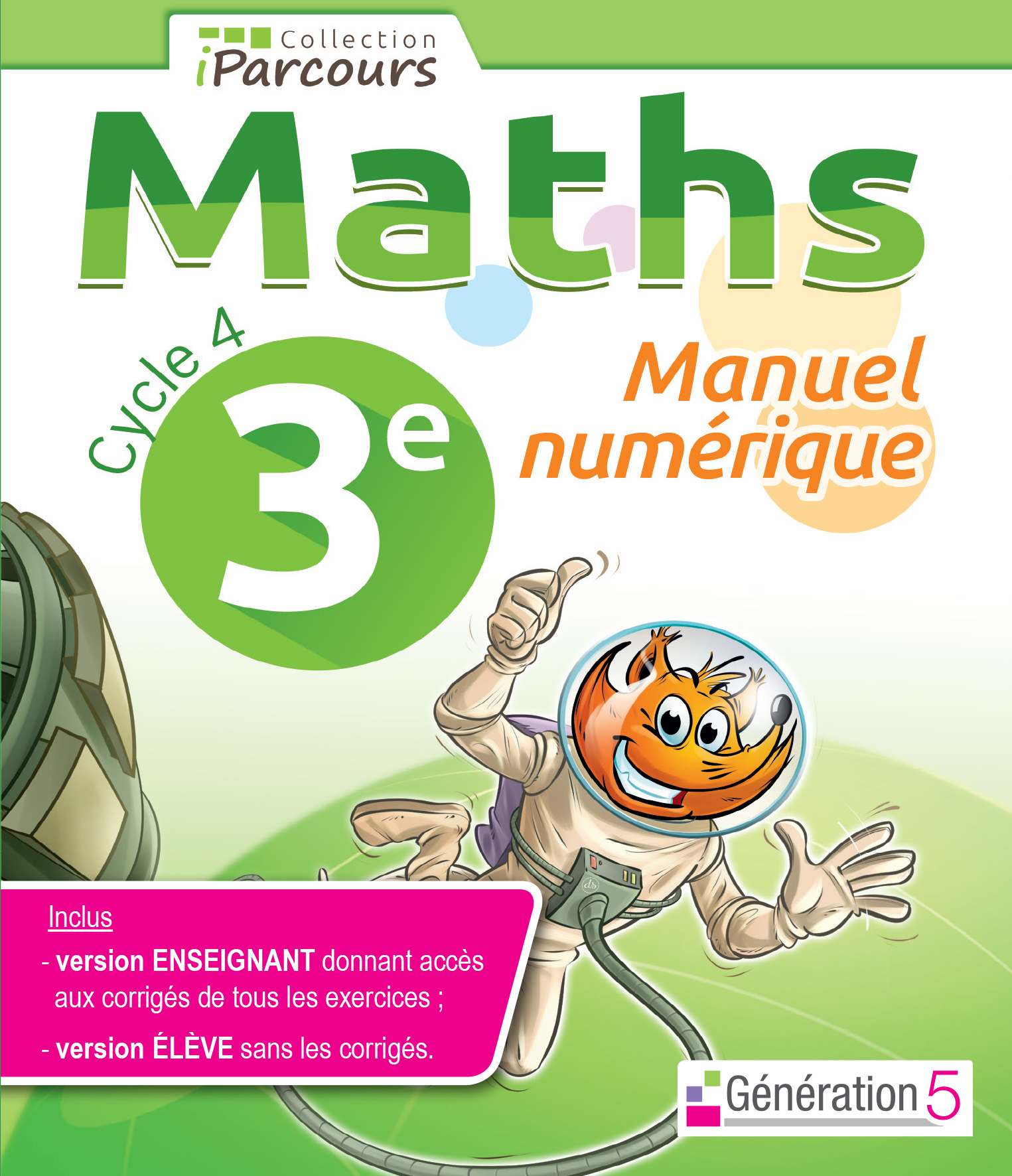 Manuel numérique iParcours maths cycle 4 - 3e (clé USB) 2016 - Collectif  - GENERATION 5