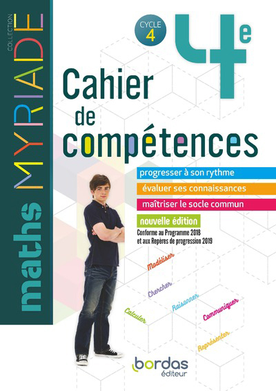 MYRIADE MATHS 4E 2019 CAHIER DE COMPETENCES ELEVE - BOULLIS MARC - BORDAS