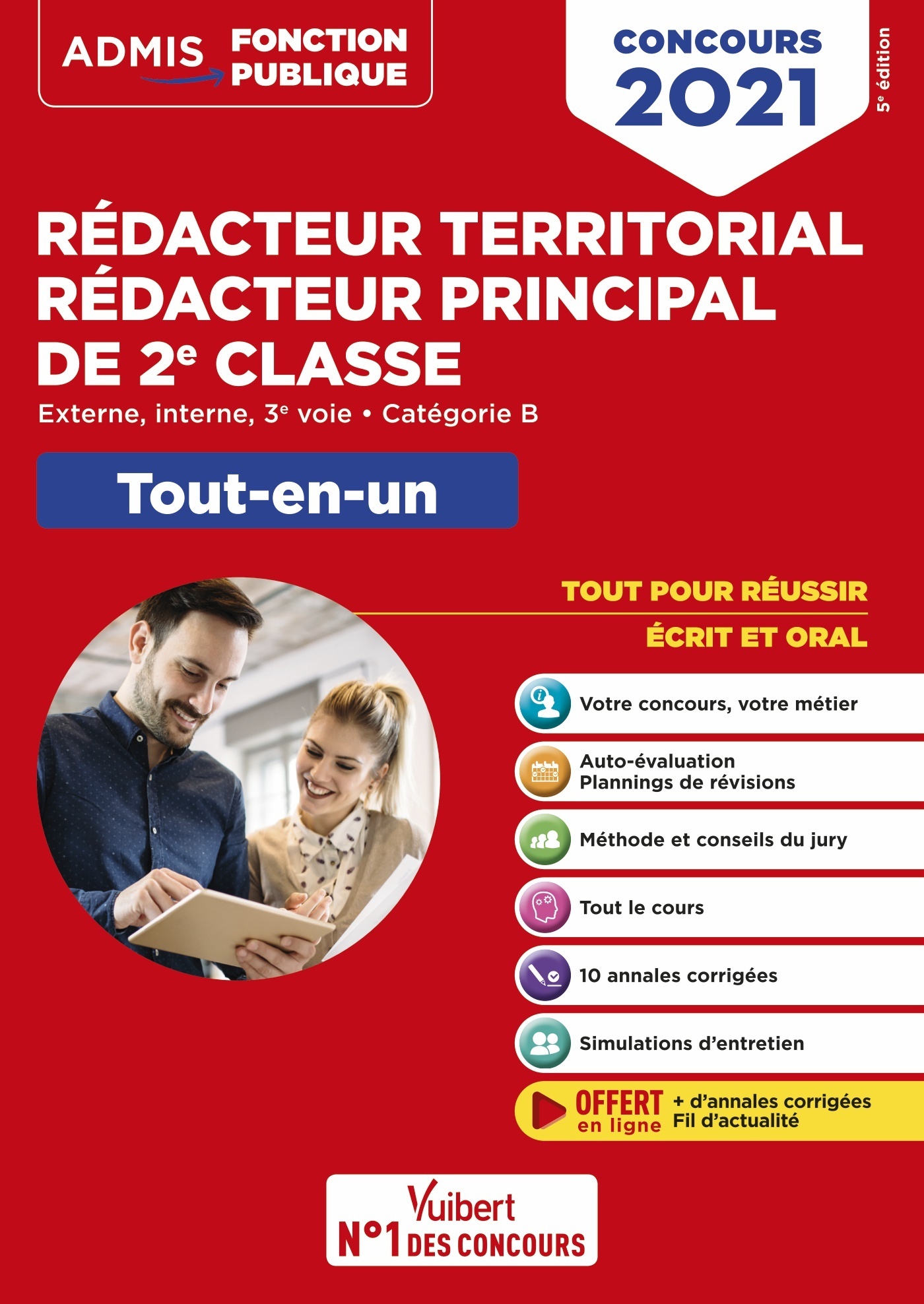 Concours Rédacteur territorial et Rédacteur principal de 2e classe - Catégorie B - Tout-en-un - Fil d'actu offert - Bellégo Olivier - VUIBERT