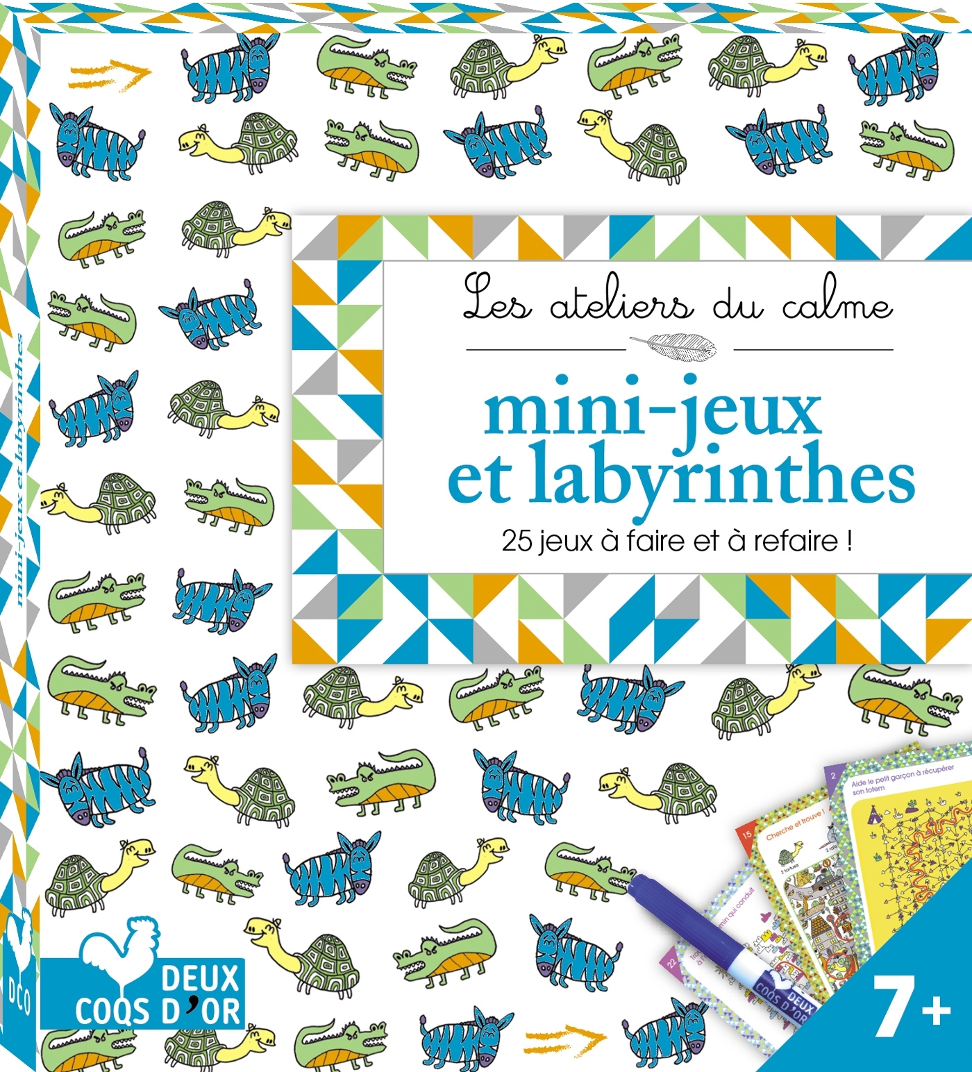 Mini jeux et labyrinthes - mini boîte avec feutre veleda -   - DEUX COQS D OR