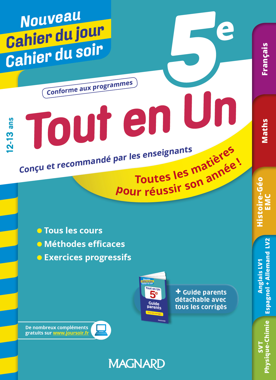 Tout en Un 5e - Leçons, méthodes et exercices - Nouveau Cahier du jour Cahier du soir - Patrick Rasset, Christine Mulliez-Hoppenot, Jean-Dominique Picchiottino, Louise Eisenstein, Sylvie Borrelly, Nadine Daboval, Laurence Mokrani, Isabelle Renaudin, Sèver