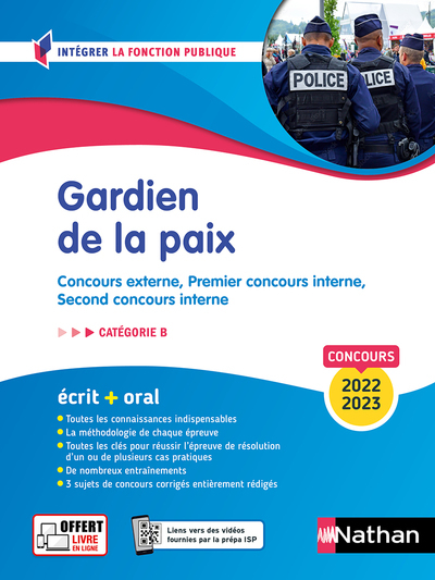 Concours Gardien de la paix - Catégorie B (Intégrer la fonction publique) 2022/2023 - Loïc Valentin, Morad Mekbel, Élisabeth Simonin - NATHAN