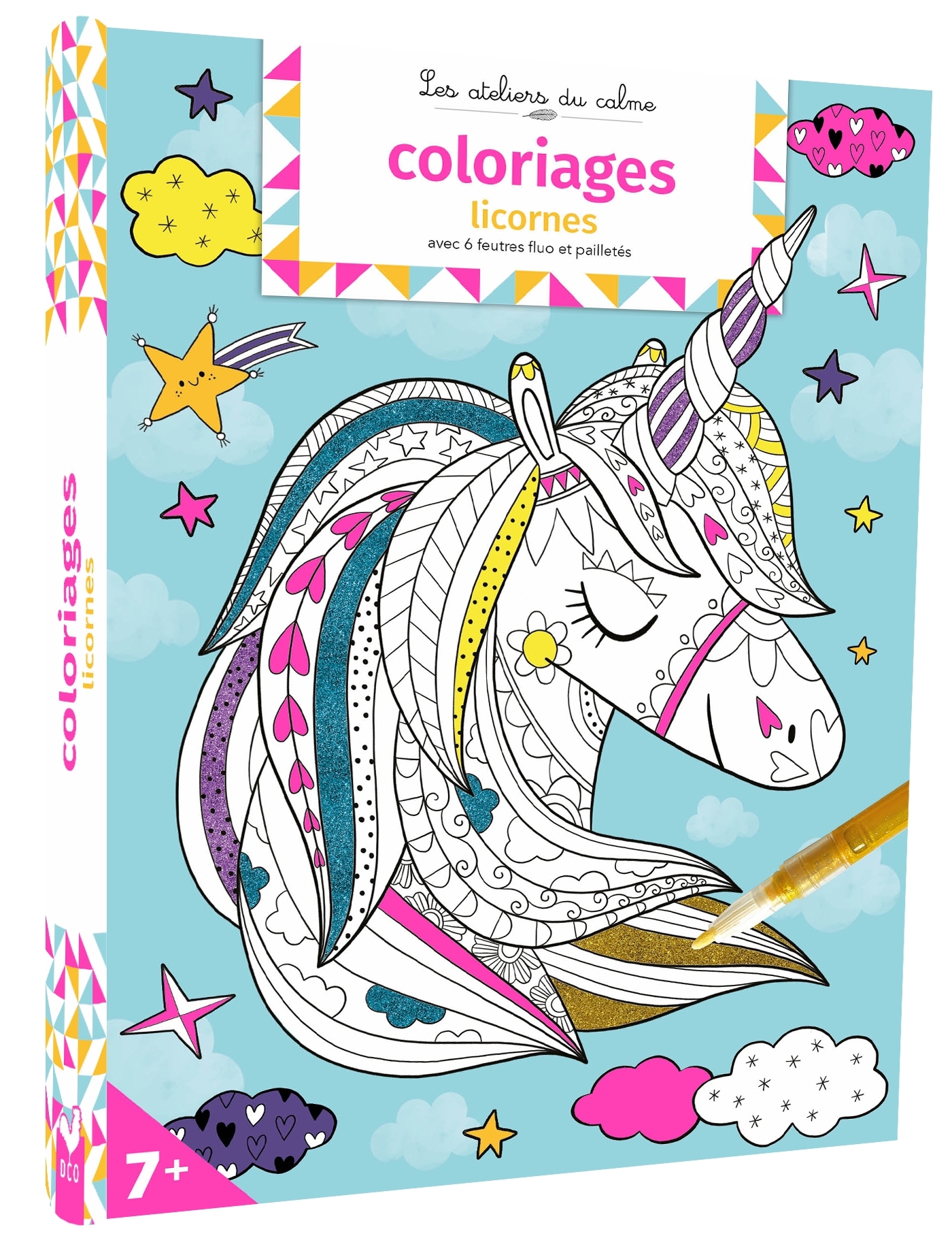 Coloriages licornes - pochette avec feutres - Amandine Notaert, Jessica Secheret - DEUX COQS D OR