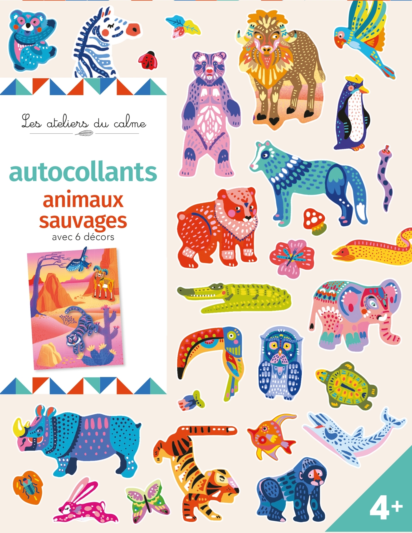 Autocollants animaux sauvages - avec 6 décors - CINZIA SILEO - DEUX COQS D OR