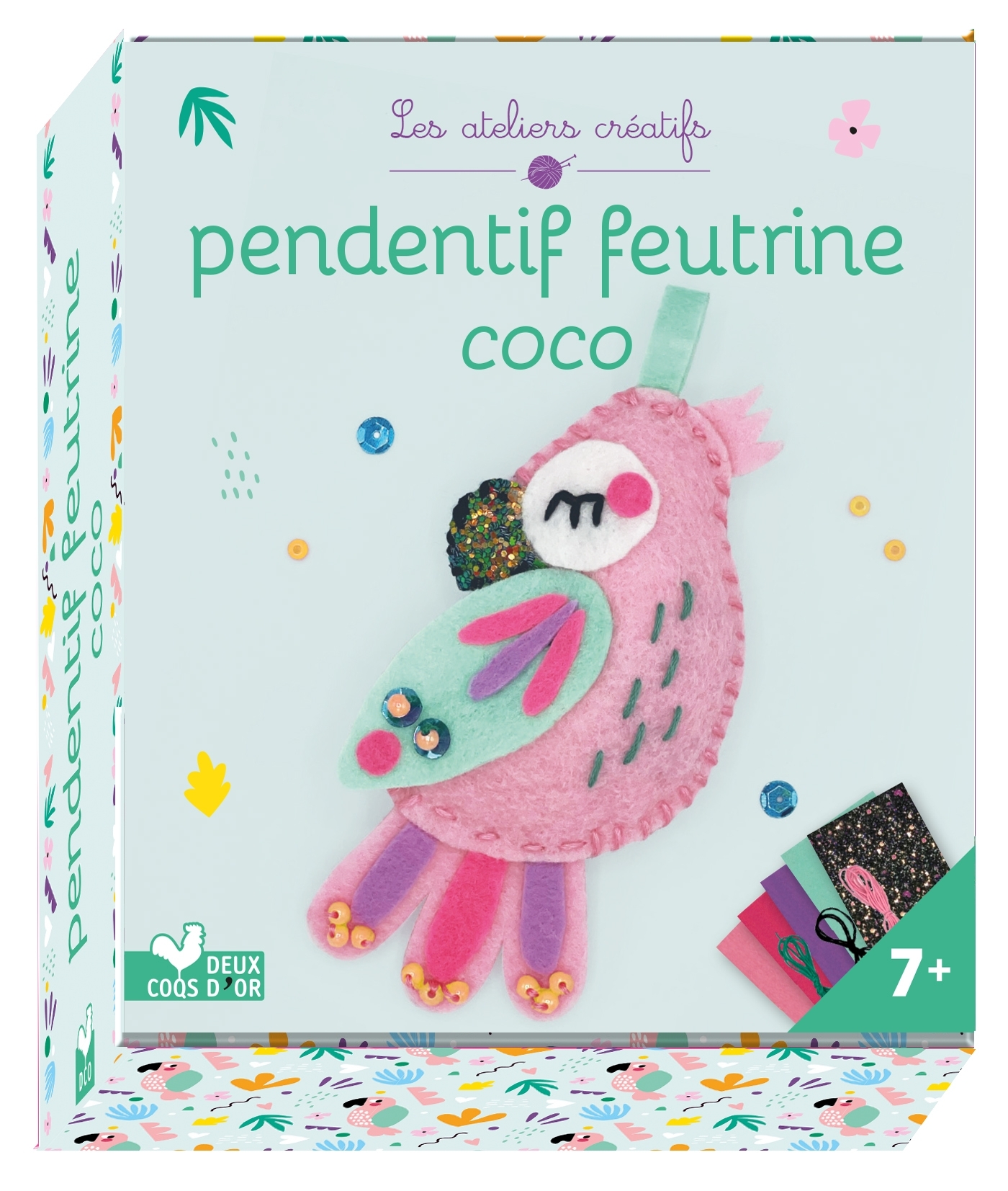 Pendentif feutrine coco - mini-boîte avec accessoires - Virginie Humbert - DEUX COQS D OR