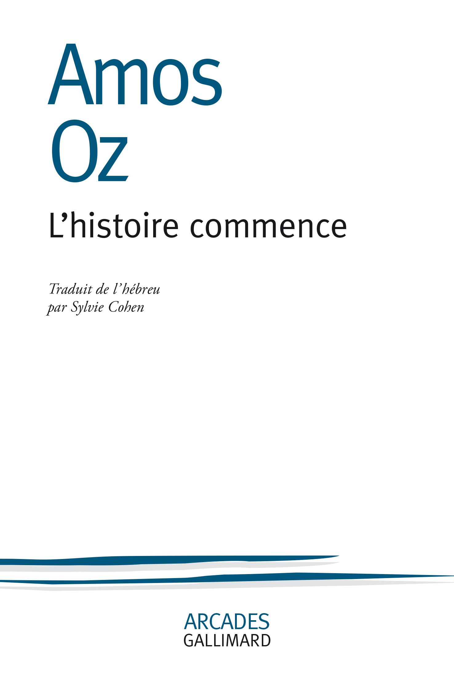 L'histoire commence - Amos Oz, Sylvie Cohen - GALLIMARD