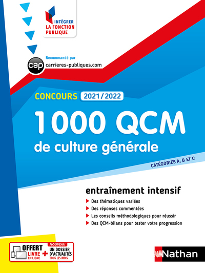 1 000 QCM Culture générale - Concours 2021-2022 - N° 28 - Catégories ABC (IFP) 2021 - Pascal Joly - NATHAN