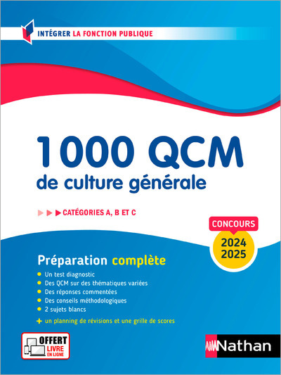 1 000 QCM de culture générale - Catégories A, B, C - 2024-2025 - N° 28 - Sylvie Grasser, Pascal Joly - NATHAN