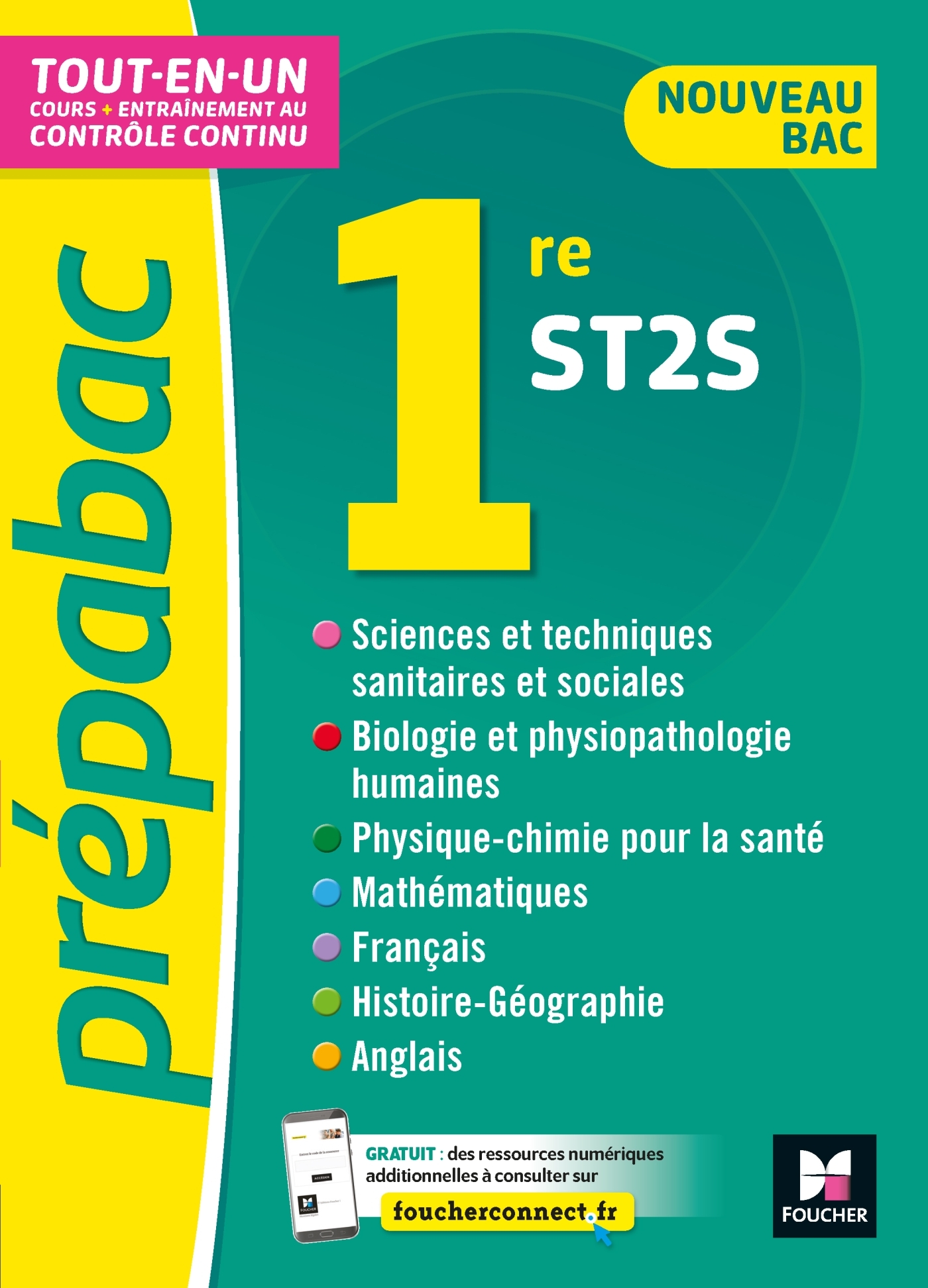 PREPABAC 1re ST2S -Bac 2022 - Toutes les matières - Cours et contrôle continu - Thomas Brunet, Valérie Goll, Annie Goulvent, Frédérique Le Graverend, Stéphane Leteuré, Walter Vassiaux, Bernard Verlant, Yannick Zemb-Breistroffer - FOUCHER